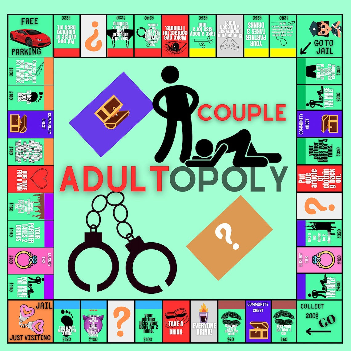 Couple Board Game - Adult Monopoly for Game Night (One Set)